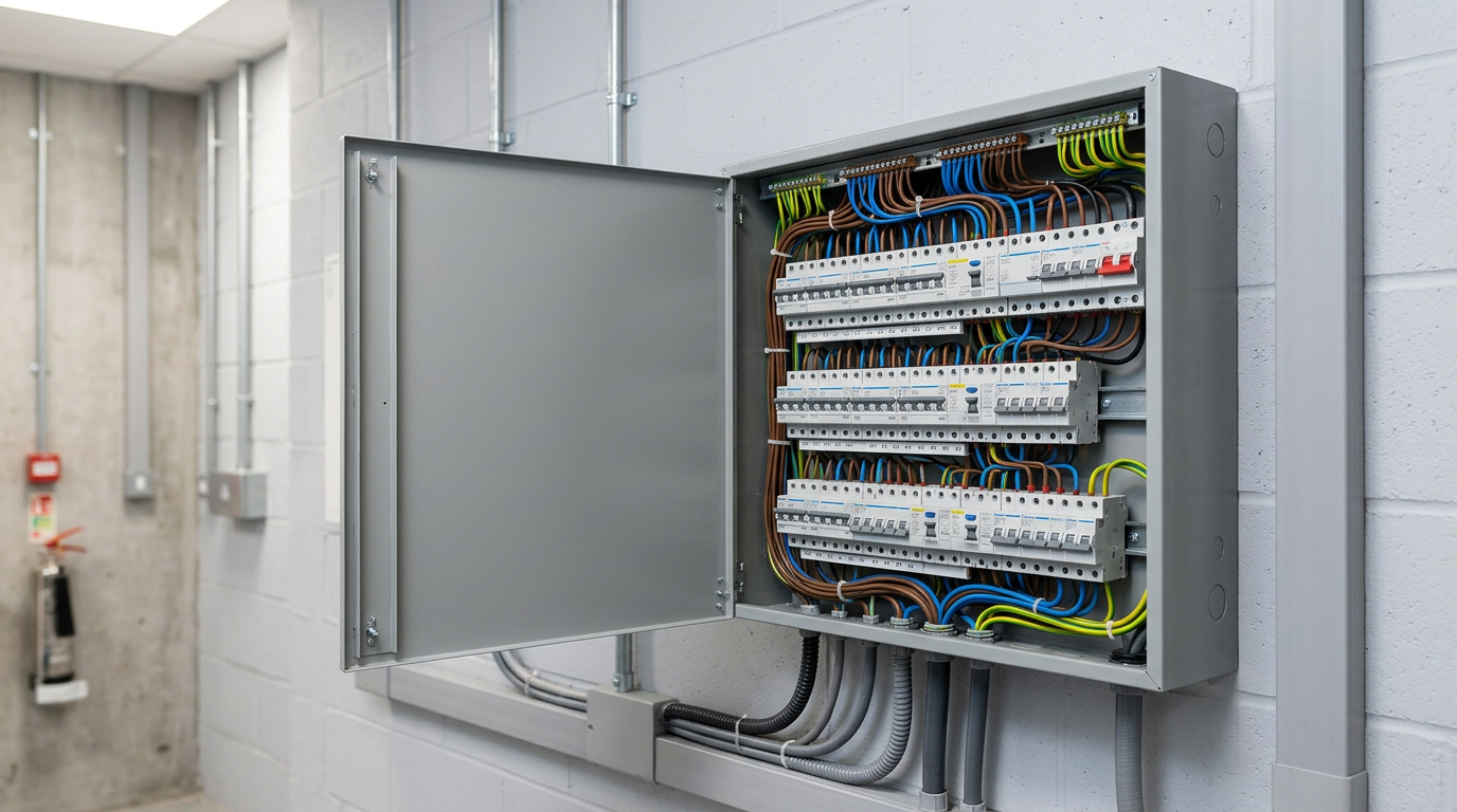 Professional electrical distribution panel installation by Gridline in Kuwait